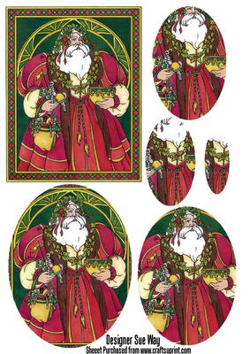 Stained Glass Vintage Santa