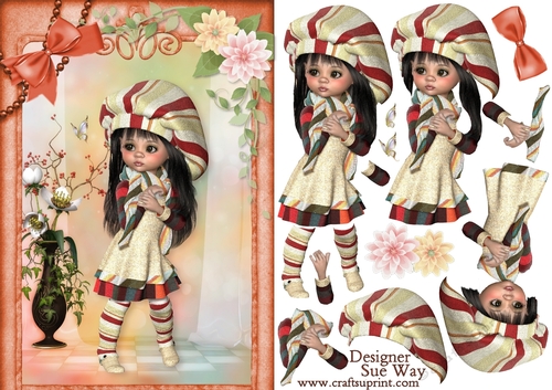 Sweet Little Peaches and Cream A5 Card Front & Decoupage