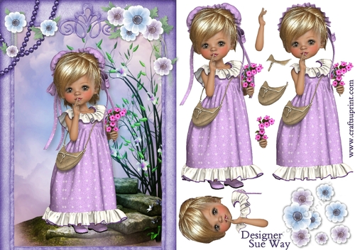 Sweet Little Purple Flower A5 Card Front & Decoupage