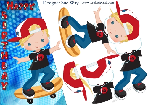 Skateboard Boy Blonde Hair A5 Over the Edge Card