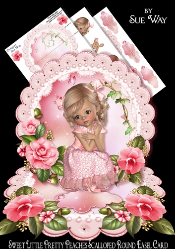 Sweet Little Pretty Peaches Scalloped Round Easel Card Mini Kit 