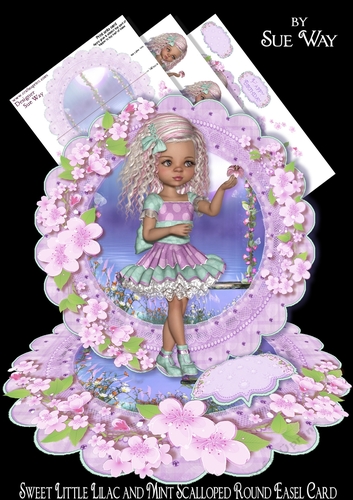 Sweet Little Lilac and Mint Scalloped Round Easel Card Mini Kit