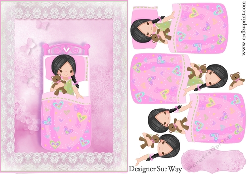 Pretty Little Get Well Soon Pink A5 Card Front & Decoupage