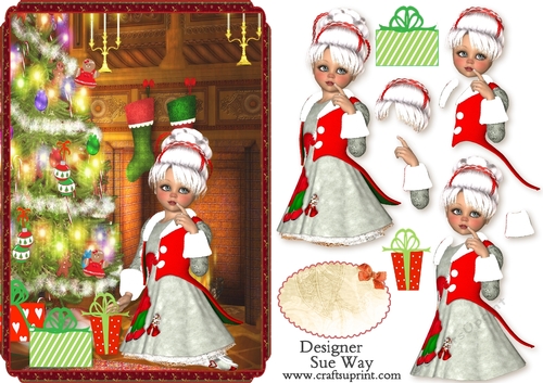 Sweet Little Christmas Morning A5 Card Front & Decoupage