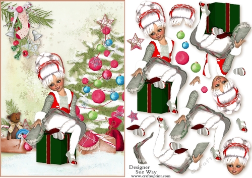 Sweet Little Christmas Gifts A5 Card Front & Decoupage