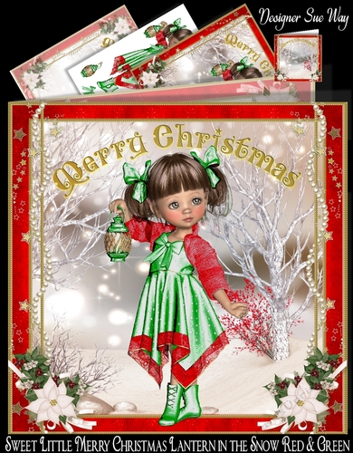 Sweet Little Merry Christmas Lantern in the Snow Red & Green Mini Kit