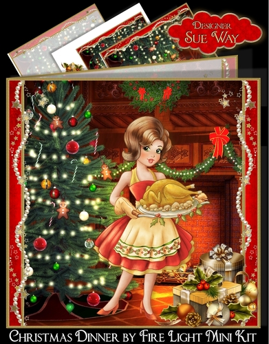 Christmas Dinner  by Fire Light 2 Cards Mini Kit