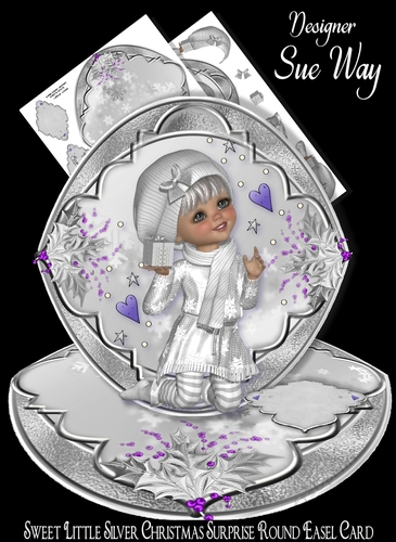 Sweet Little Silver Christmas Surprise Round Easel Card Mini Kit 