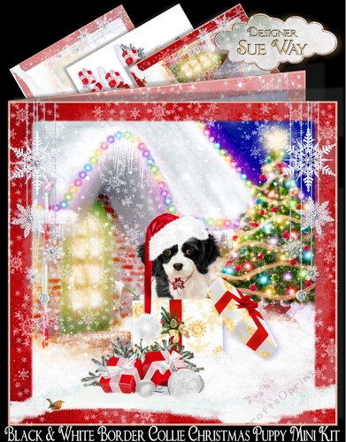 Black & White Border Collie Christmas Puppy Mini Kit