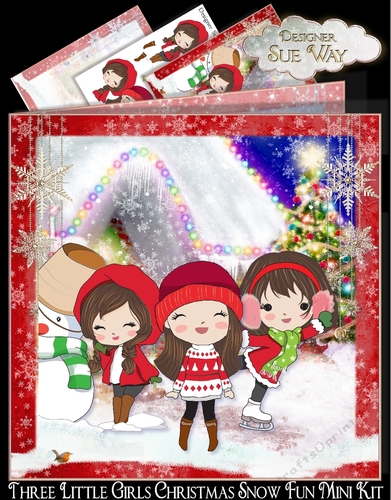 Three Little Girls Christmas Snow Fun Mini Kit