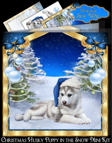 Christmas Husky Puppy in the Snow Mini Kit