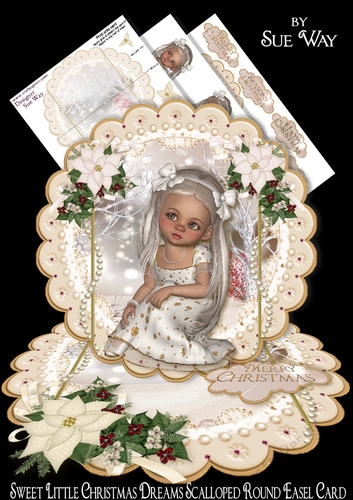 Sweet Little Christmas Dreams Scalloped Round Easel Card 