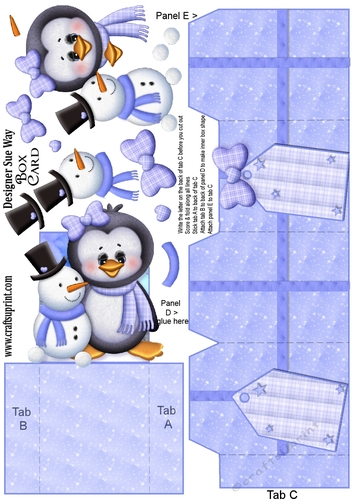 Cute Little  Penguin and Snowman Box Card