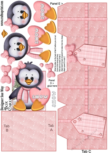 Cute Little Snow Heart Penguin Box Card
