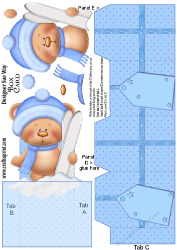Cute Little Skiing Bear Box Card