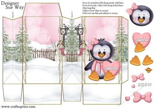 Snow Heart Penguin Pinch Bag