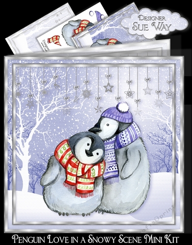 Penguin Love in a Snowy Scene Mini Kit