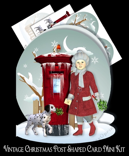 Vintage Christmas Post Snow Globe Shaped Card Mini Kit 