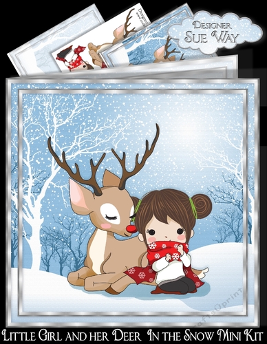 Little Girl and her Deer  In the Snow Mini Kit