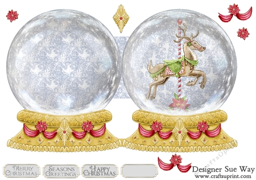 Christmas Carousel Horse in a Snow Globe