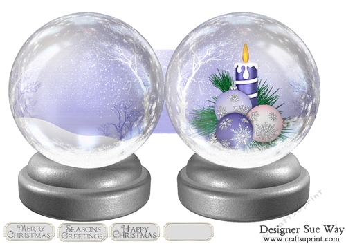 Christmas Candle & Baubles in a Snow Globe