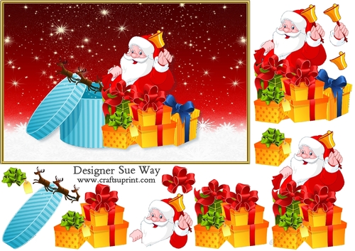 Santas Christmas Surprise Large Topper & Decoupage
