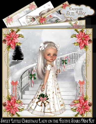 Sweet Little Christmas Lady on the Festive Stairs Mini Kit