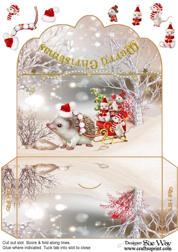 Hedgehog & Mice Christmas Sleigh Money Wallet