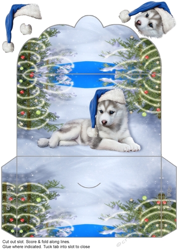 Christmas Husky Puppy in the Snow Money Wallet