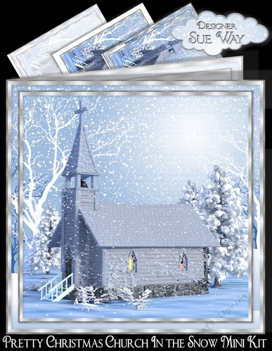 Pretty Christmas Church In the Snow Mini Kit