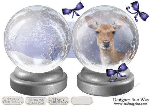 Beautiful Deer  in a Snow Globe