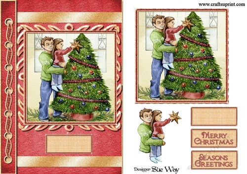 Putting the Star on the Christmas Tree Card Front, Topper & Decoupage