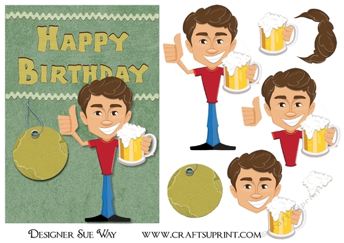 Cheers and Have Fun Male Birthday Blank Tags