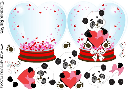 Cute Panda Valentine Heart Globe