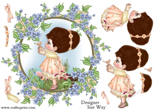 Little Lady Flower Frame Topper and Decoupage