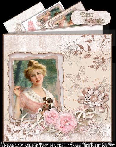 Vintage Lady and her Puppy in a Pretty Frame Mini Kit