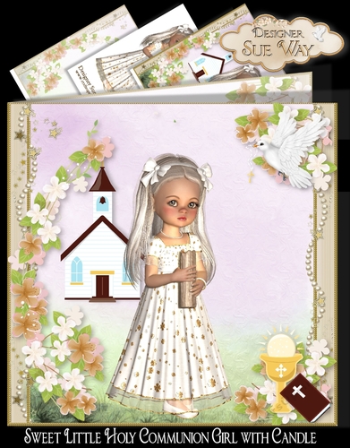 Sweet Little Holy Communion Girl with Candle Mini Kit