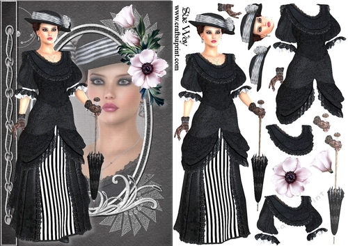 Edwardian Lady in Black & White Fashion Reflection