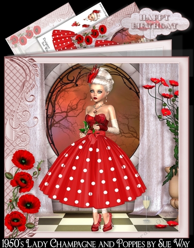 1950s Lady Champagne and Poppies Mini Kit