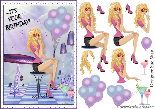 Its your Birthday! Surprise Party Card Front & Decoupage