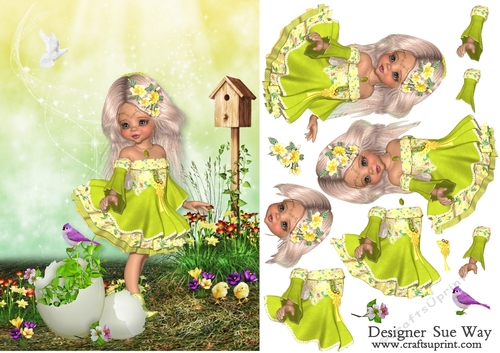 Sweet Little Egg Hunt Surprise Card Front and Decoupage