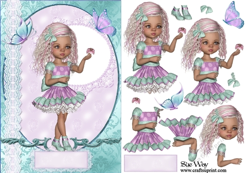 Sweet Little Butterfly Dreamer A5 Card Front and Decoupage