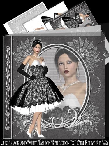 Chic Black and White Fashion Reflection 7x7 Mini Kit