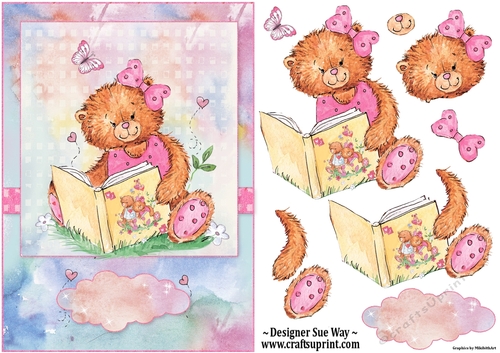 Story Time Bear A5 Card Front & Decoupage