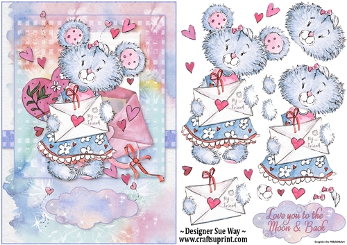 Best Friend Tatty Ted Mouse A5 Card Front & Decoupage