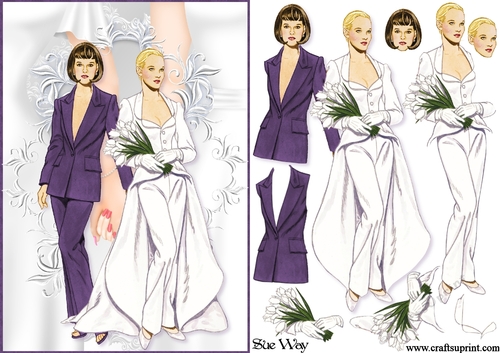 Bride and Bride Wedding Decoupage Purple Suit 2