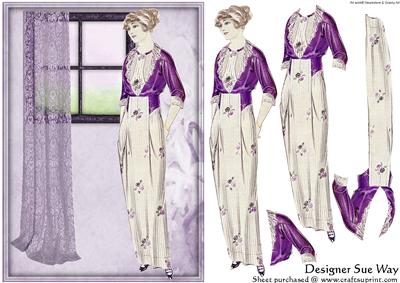 Stylish Deco Lady in Lilac Decoupage
