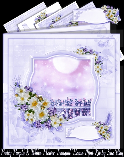 Pretty Purple & White Flower Tranquil Scene Mini Kit 