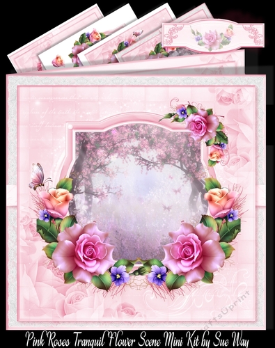 Pink Roses Tranquil Flower Scene Mini Kit 