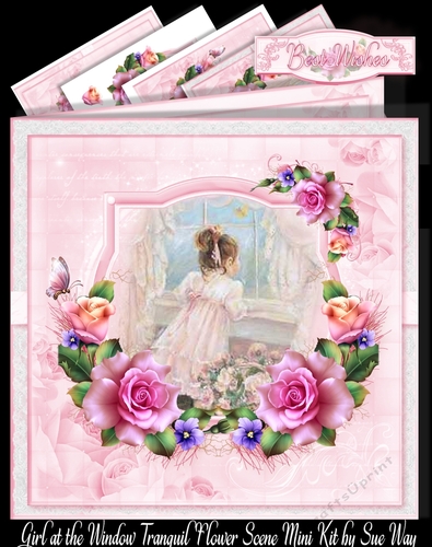 Girl at the Window Tranquil Flower Scene Mini Kit
